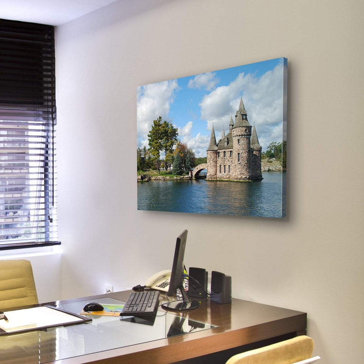 Castle On Heart Island Canvas Wall Art-3 Horizontal-Gallery Wrap-25" x 16"-Tiaracle