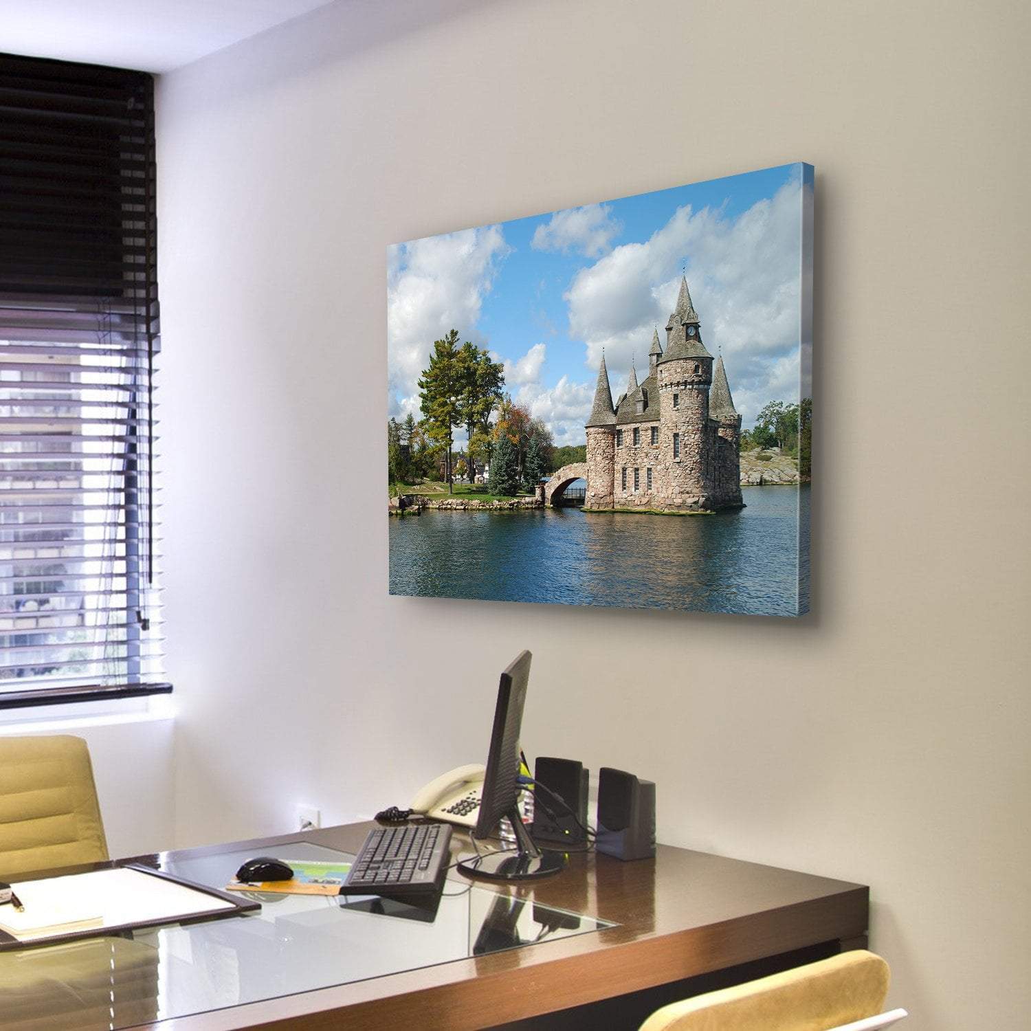 Castle On Heart Island Canvas Wall Art-3 Horizontal-Gallery Wrap-25" x 16"-Tiaracle
