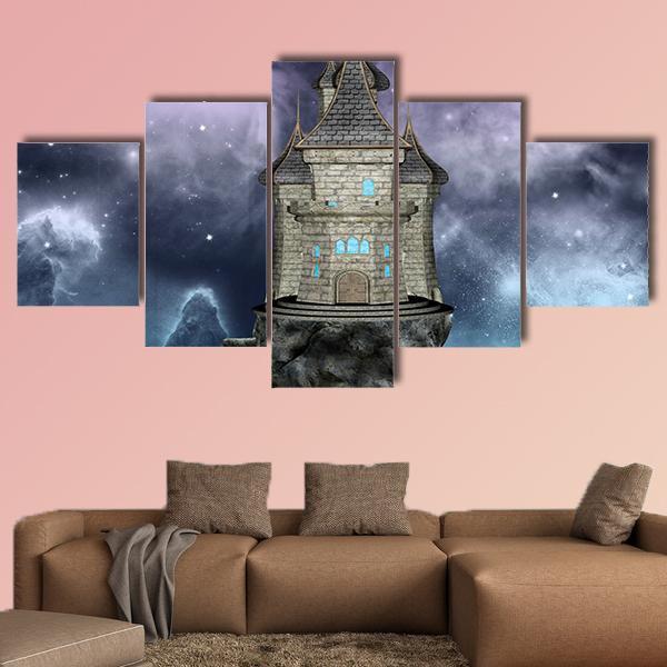 Fairy Tale Castle Canvas Wall Art-5 Star-Gallery Wrap-62" x 32"-Tiaracle