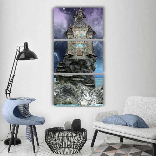 Fairy Tale Castle Vertical Canvas Wall Art-3 Vertical-Gallery Wrap-12" x 25"-Tiaracle