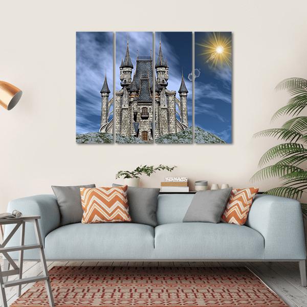 Castle Upon A Rocky Hill Canvas Wall Art-4 Horizontal-Gallery Wrap-34" x 24"-Tiaracle