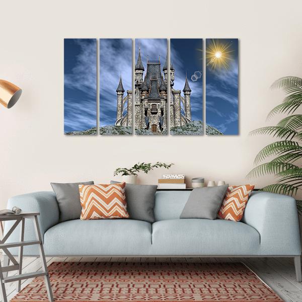 Castle Upon A Rocky Hill Canvas Wall Art-5 Horizontal-Gallery Wrap-22" x 12"-Tiaracle