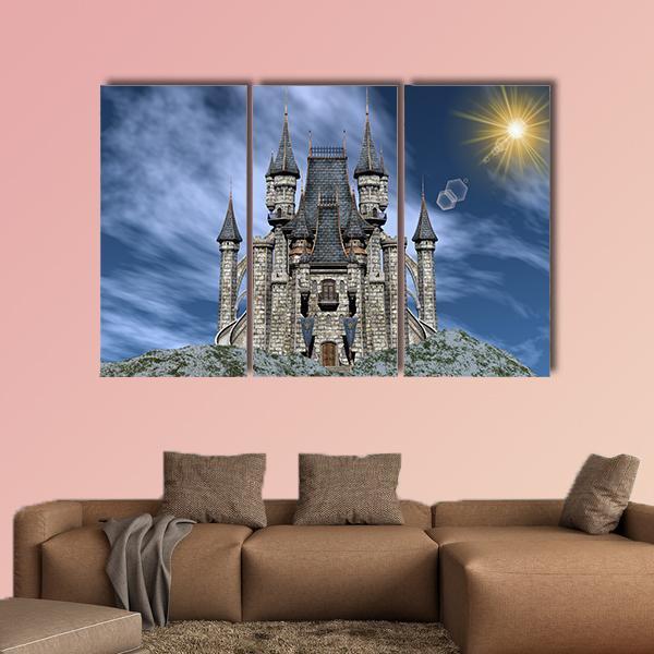 Castle Upon A Rocky Hill Canvas Wall Art-3 Horizontal-Gallery Wrap-37" x 24"-Tiaracle