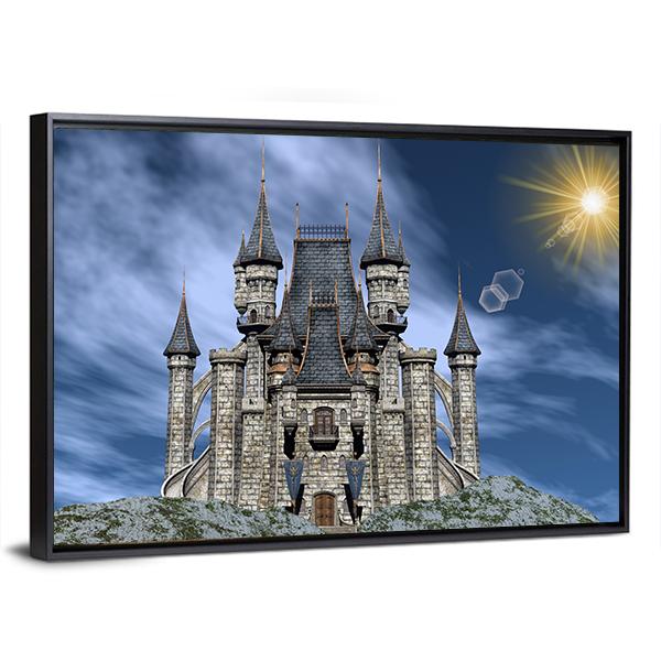 Castle Upon A Rocky Hill Canvas Wall Art-3 Horizontal-Gallery Wrap-25" x 16"-Tiaracle