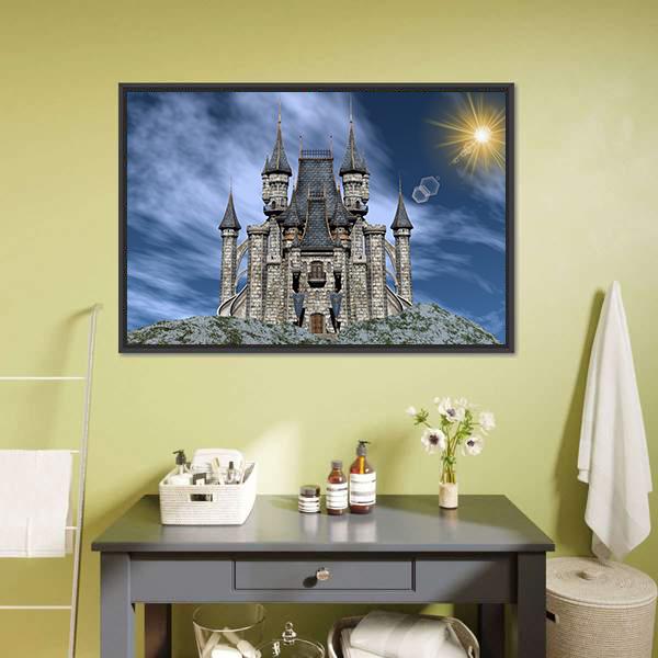 Castle Upon A Rocky Hill Canvas Wall Art-3 Horizontal-Gallery Wrap-25" x 16"-Tiaracle