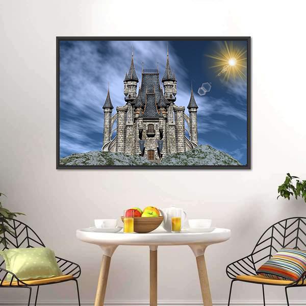 Castle Upon A Rocky Hill Canvas Wall Art-3 Horizontal-Gallery Wrap-25" x 16"-Tiaracle