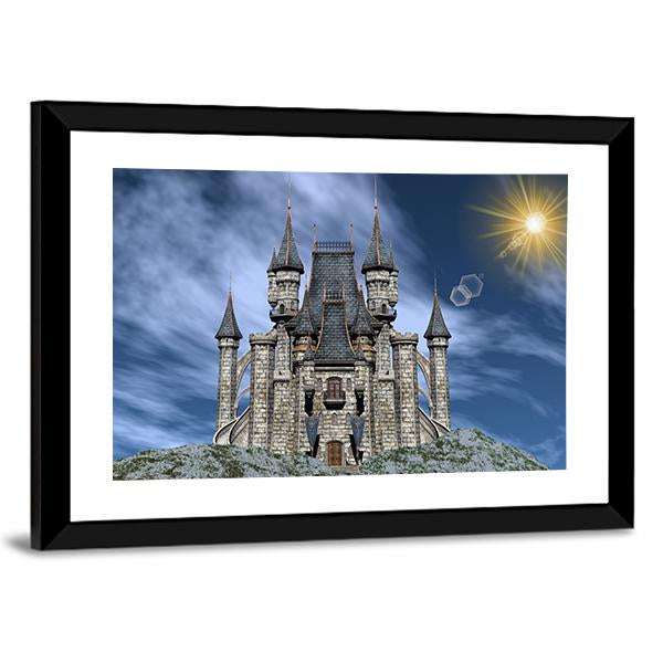 Castle Upon A Rocky Hill Canvas Wall Art-3 Horizontal-Gallery Wrap-25" x 16"-Tiaracle