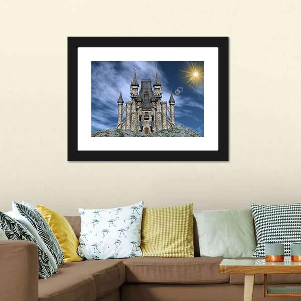Castle Upon A Rocky Hill Canvas Wall Art-3 Horizontal-Gallery Wrap-25" x 16"-Tiaracle