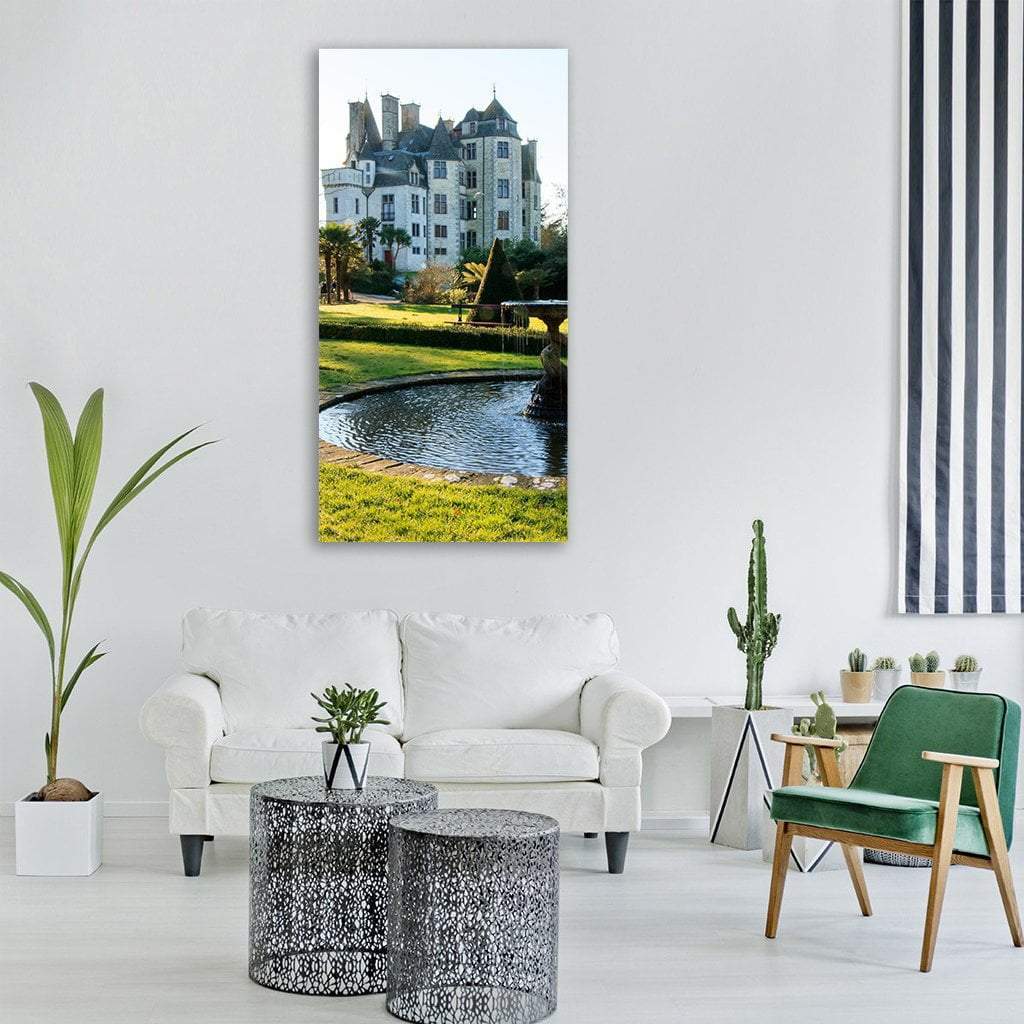 Castle With Park Garden Vertical Canvas Wall Art-1 Vertical-Gallery Wrap-12" x 24"-Tiaracle