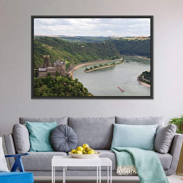 Cat Castle Rhineland Panoramic Canvas Wall Art-1 Piece-36" x 12"-Tiaracle
