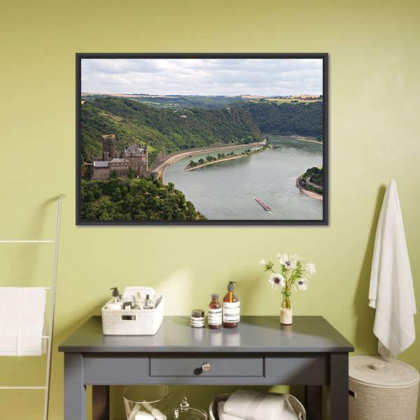 Cat Castle Rhineland Panoramic Canvas Wall Art-1 Piece-36" x 12"-Tiaracle