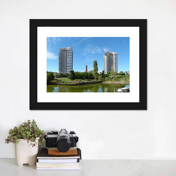 Catalonia Business District Under Blue Sky Panoramic Canvas Wall Art-1 Piece-36" x 12"-Tiaracle