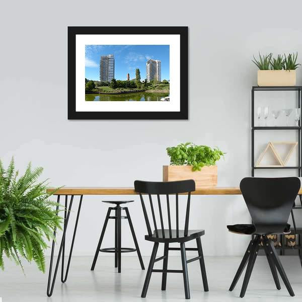 Catalonia Business District Under Blue Sky Panoramic Canvas Wall Art-1 Piece-36" x 12"-Tiaracle