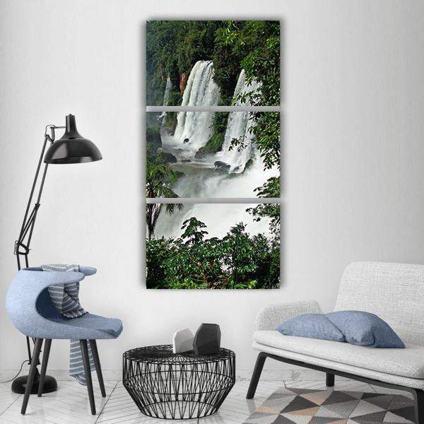 Waterfall In Brazil Vertical Canvas Wall Art-3 Vertical-Gallery Wrap-12" x 25"-Tiaracle
