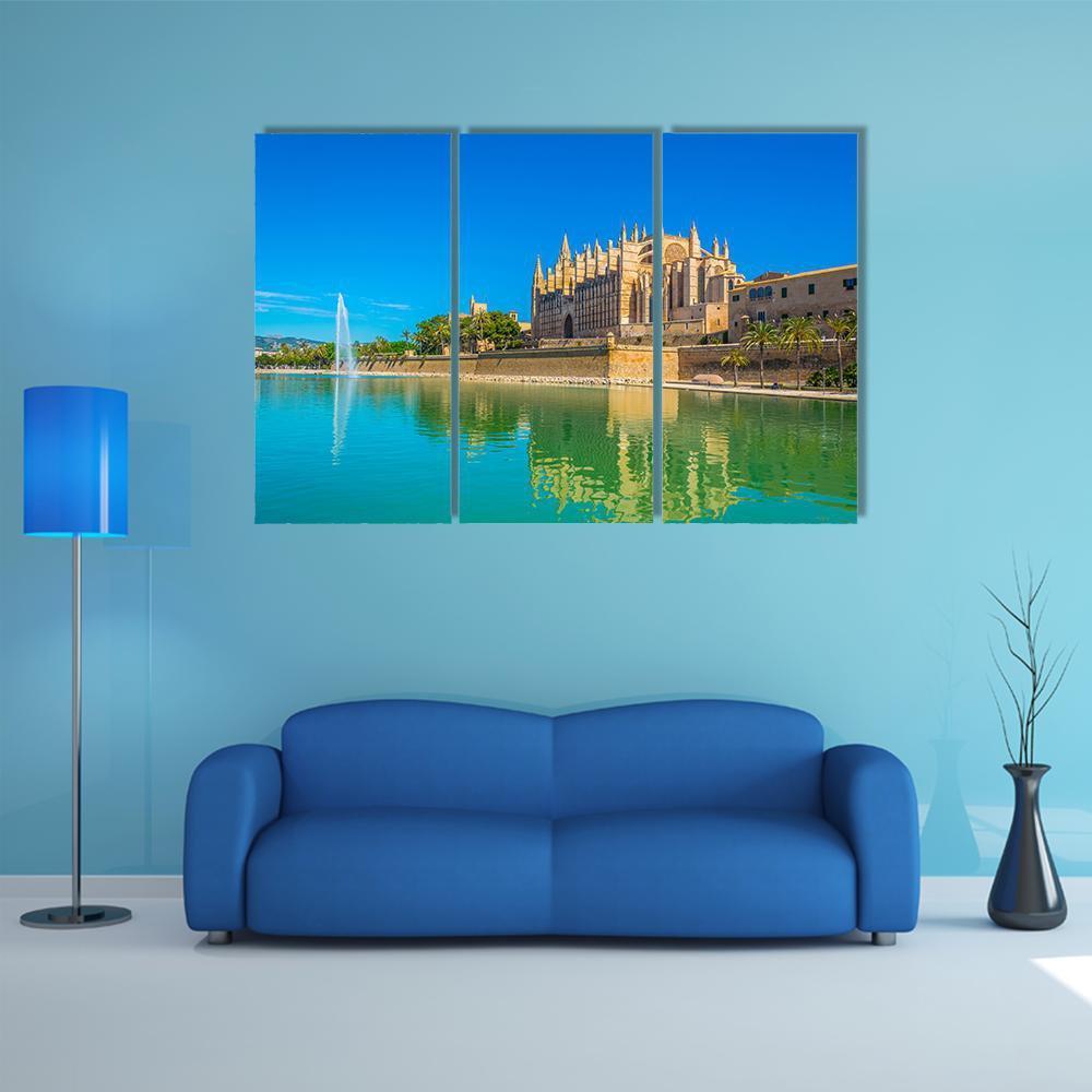 Catedral de Mallorca Spain Canvas Wall Art-3 Horizontal-Gallery Wrap-37" x 24"-Tiaracle