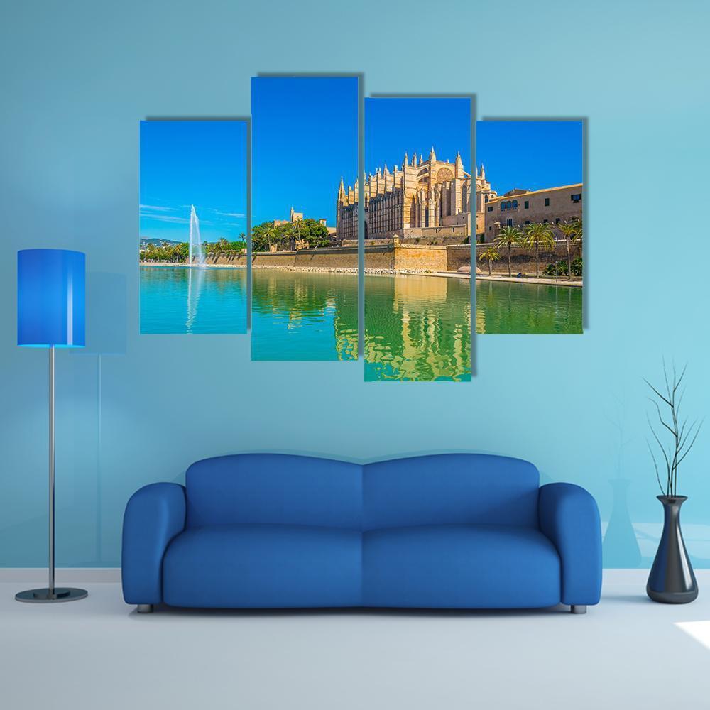 Catedral de Mallorca Spain Canvas Wall Art-4 Pop-Gallery Wrap-50" x 32"-Tiaracle