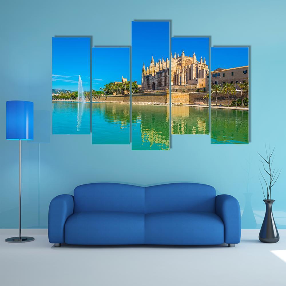 Catedral de Mallorca Spain Canvas Wall Art-5 Pop-Gallery Wrap-47" x 32"-Tiaracle