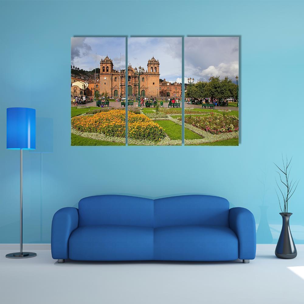 Cathedral Basilica Peru Canvas Wall Art-3 Horizontal-Gallery Wrap-37" x 24"-Tiaracle