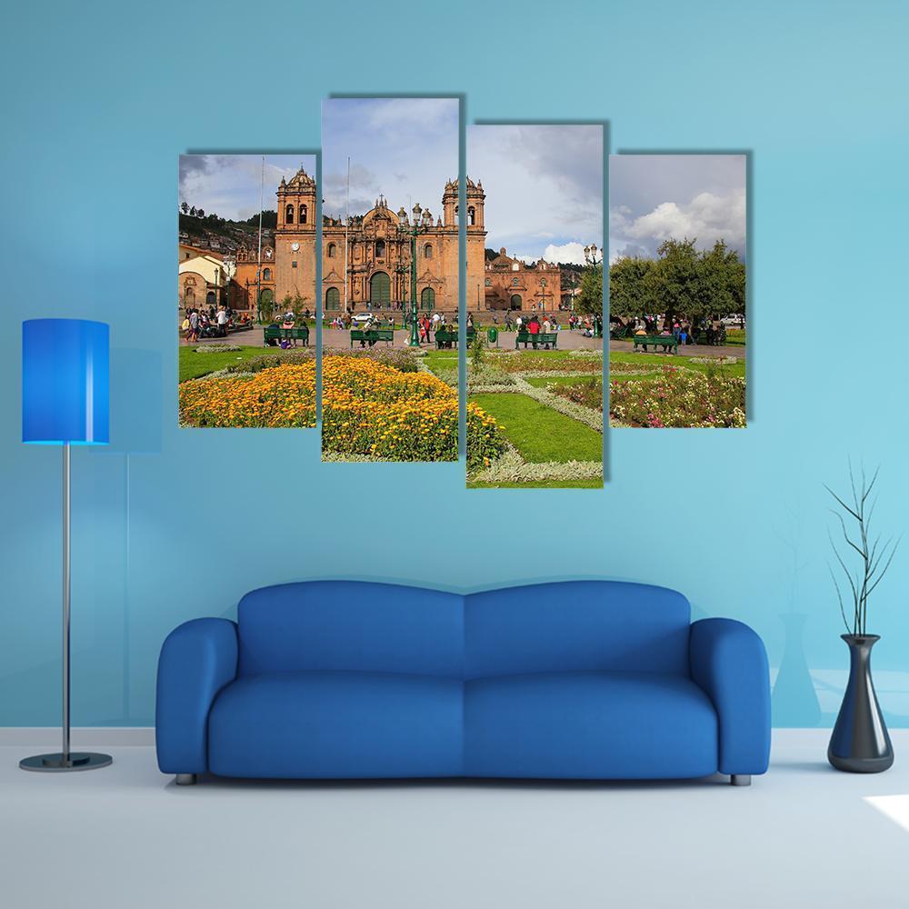 Cathedral Basilica Peru Canvas Wall Art-4 Pop-Gallery Wrap-50" x 32"-Tiaracle