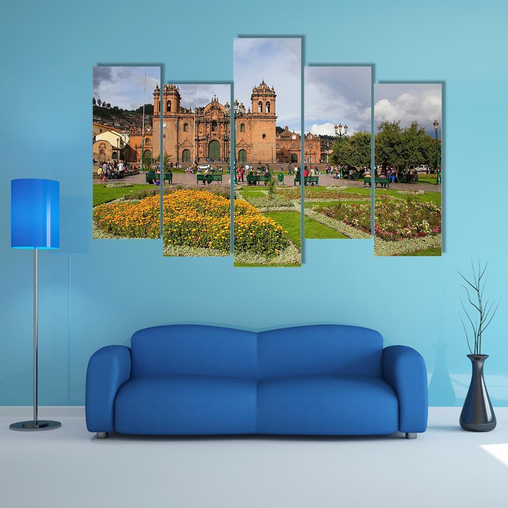 Cathedral Basilica Peru Canvas Wall Art-5 Pop-Gallery Wrap-47" x 32"-Tiaracle