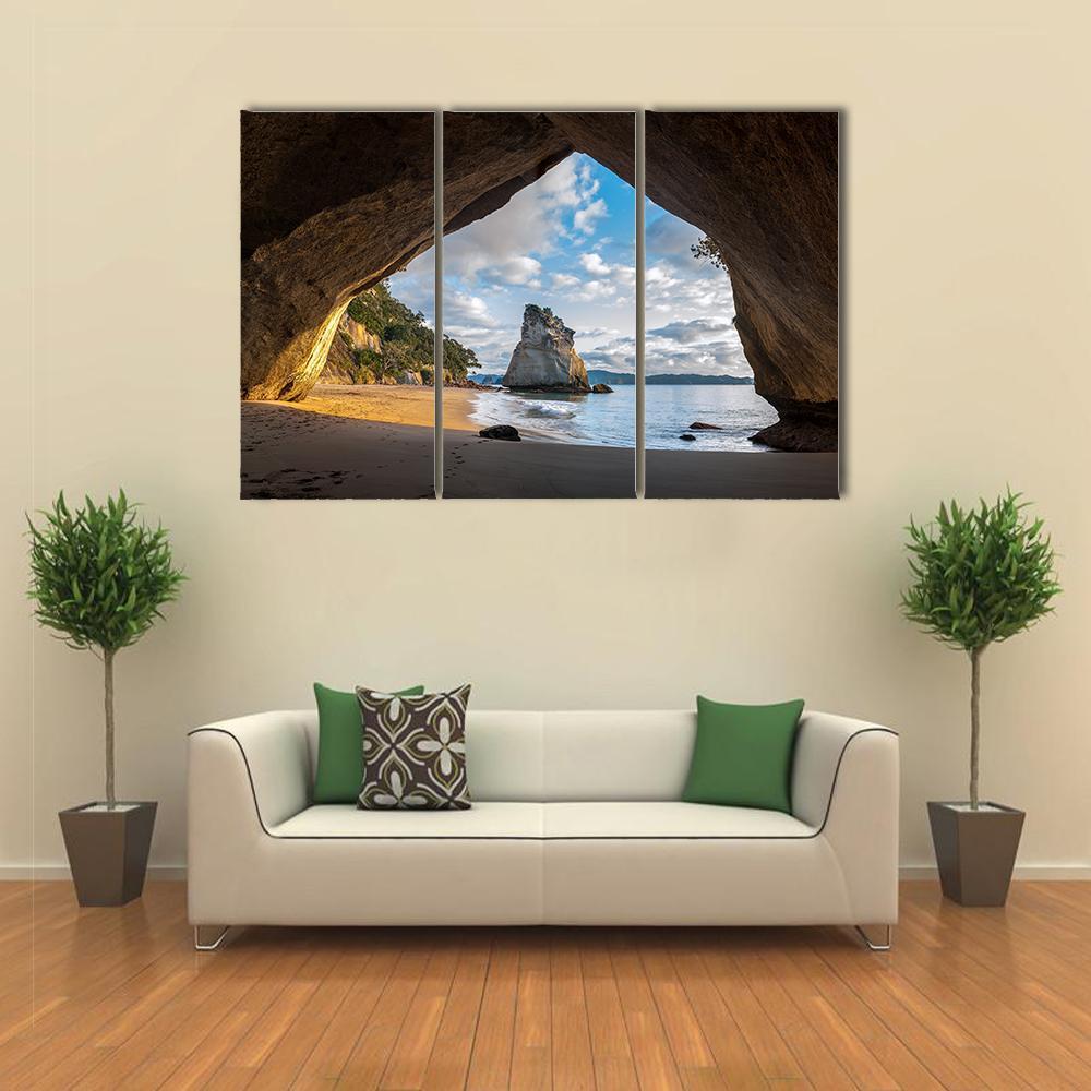 Cathedral Cave At Sunrise Canvas Wall Art-3 Horizontal-Gallery Wrap-37" x 24"-Tiaracle