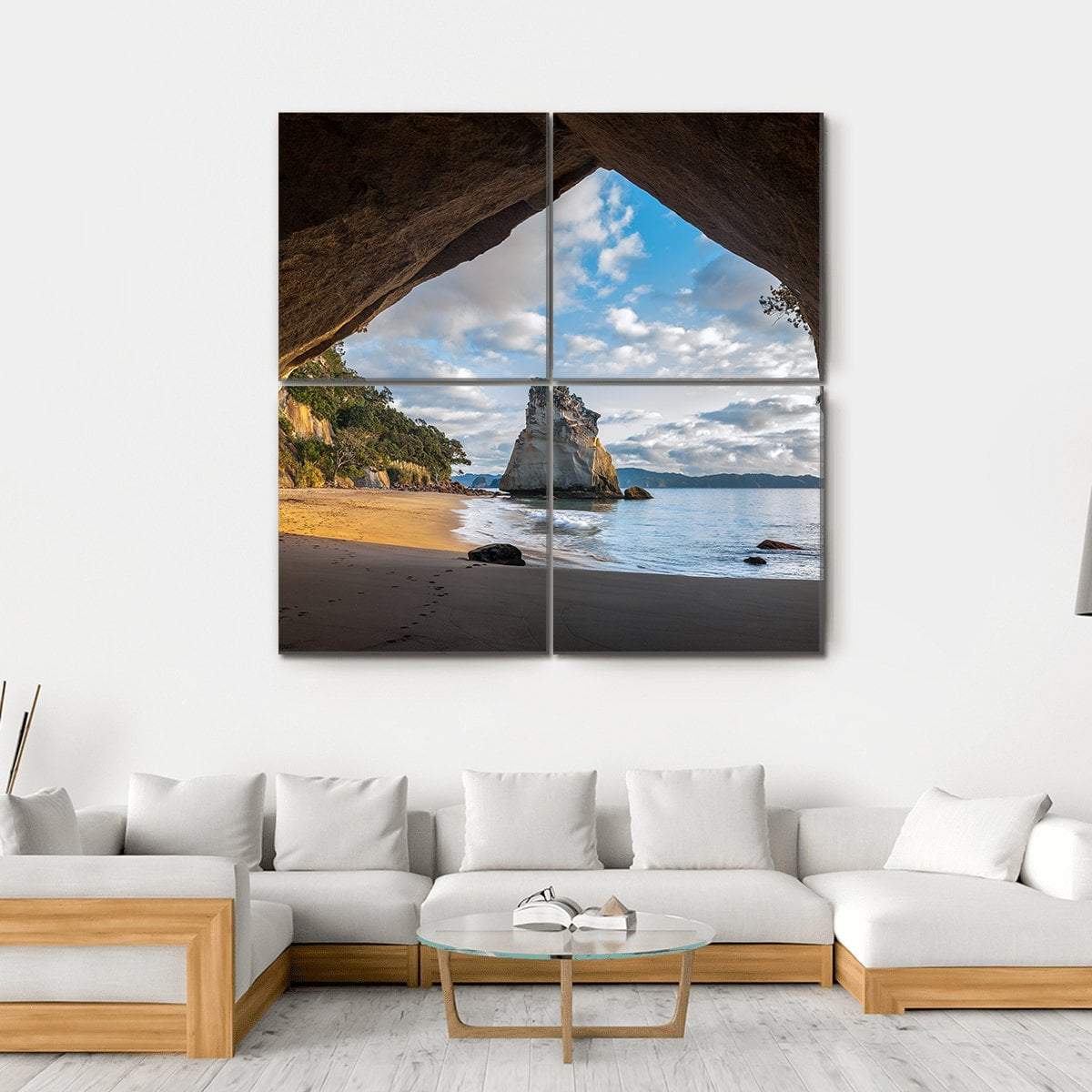 Cathedral Cave At Sunrise Canvas Wall Art-4 Square-Gallery Wrap-17" x 17"-Tiaracle