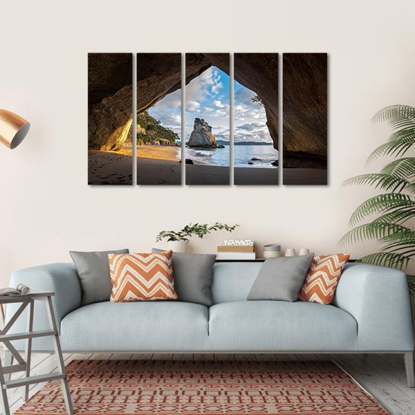 Cathedral Cave At Sunrise Canvas Wall Art-5 Horizontal-Gallery Wrap-22" x 12"-Tiaracle