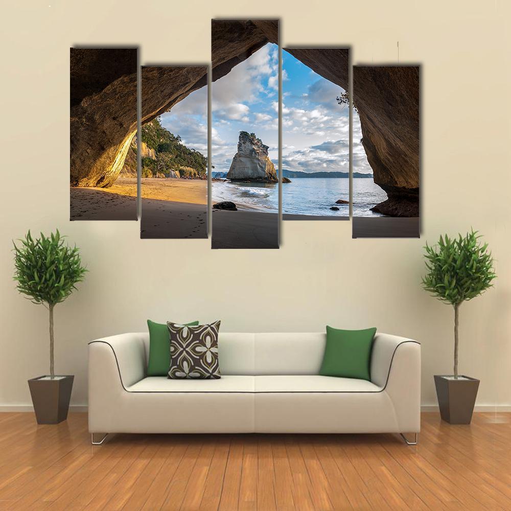 Cathedral Cave At Sunrise Canvas Wall Art-5 Pop-Gallery Wrap-47" x 32"-Tiaracle