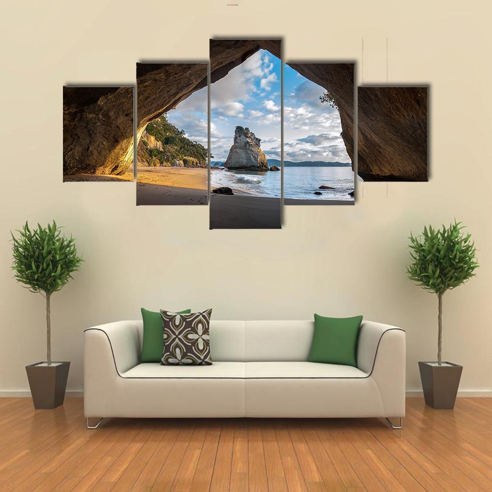 Cathedral Cave At Sunrise Canvas Wall Art-3 Horizontal-Gallery Wrap-37" x 24"-Tiaracle