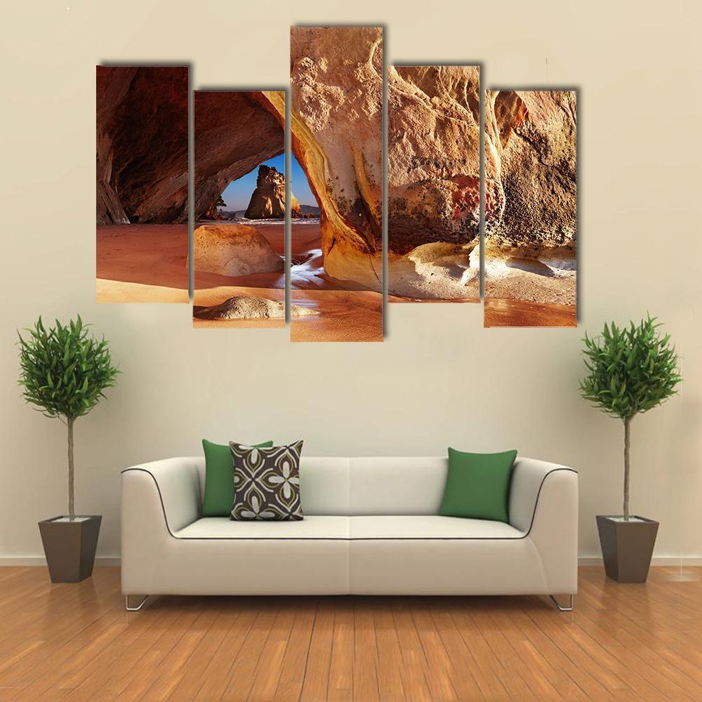 Cathedral Cave New Zealand Canvas Wall Art-5 Pop-Gallery Wrap-47" x 32"-Tiaracle