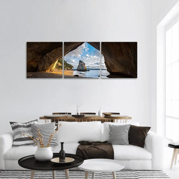 Cathedral Cave At Sunrise Panoramic Canvas Wall Art-3 Piece-25" x 08"-Tiaracle