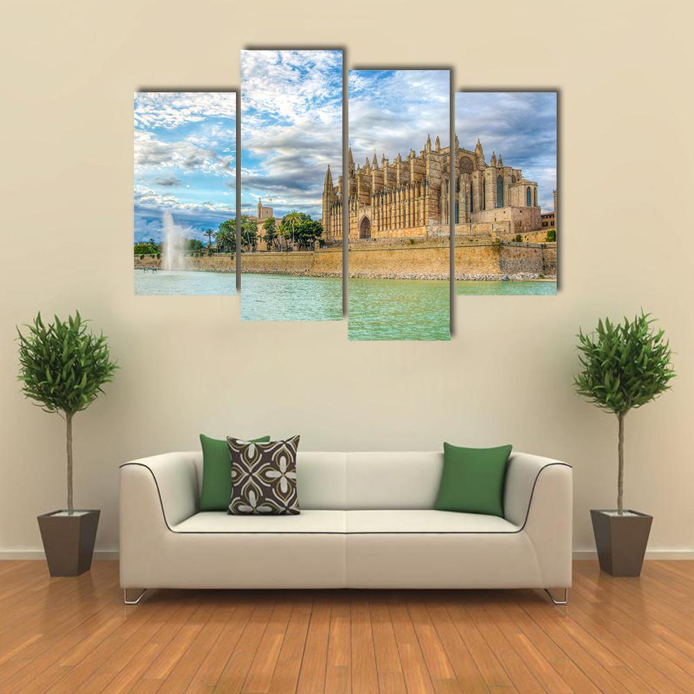 Cathedral De Mallorca Canvas Wall Art-4 Pop-Gallery Wrap-50" x 32"-Tiaracle