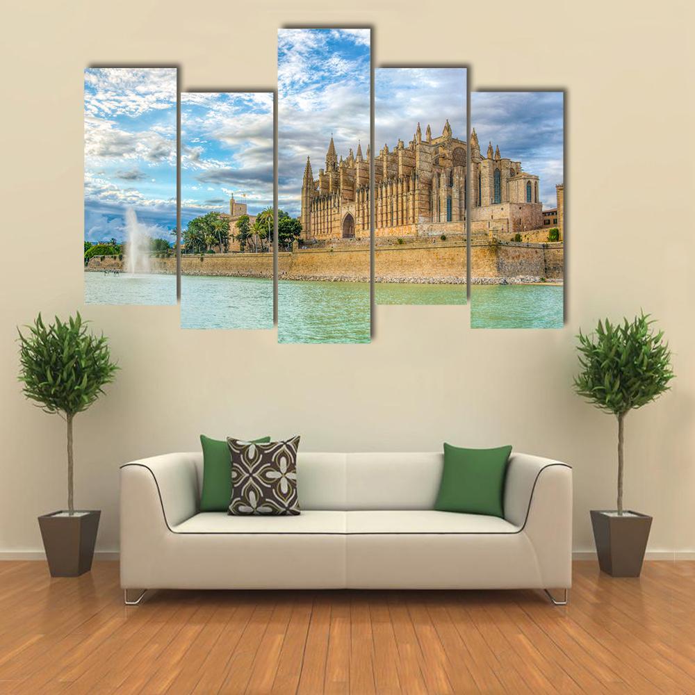 Cathedral De Mallorca Canvas Wall Art-5 Pop-Gallery Wrap-47" x 32"-Tiaracle