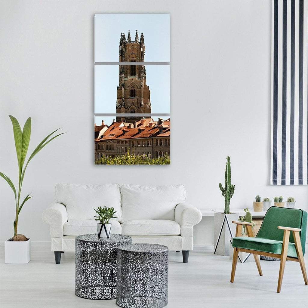 Cathedral In Freiburg Vertical Canvas Wall Art-3 Vertical-Gallery Wrap-12" x 25"-Tiaracle