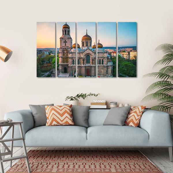 Cathedral In Varna Canvas Wall Art-5 Horizontal-Gallery Wrap-22" x 12"-Tiaracle