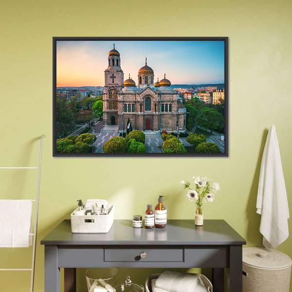 Cathedral In Varna Canvas Wall Art-3 Horizontal-Gallery Wrap-25" x 16"-Tiaracle