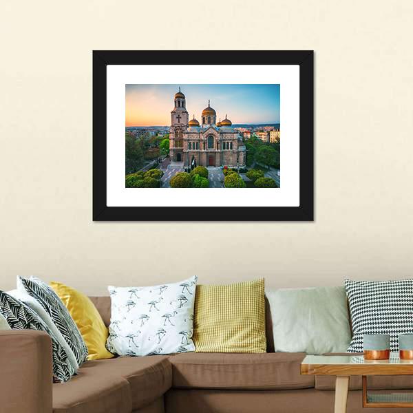 Cathedral In Varna Canvas Wall Art-3 Horizontal-Gallery Wrap-25" x 16"-Tiaracle