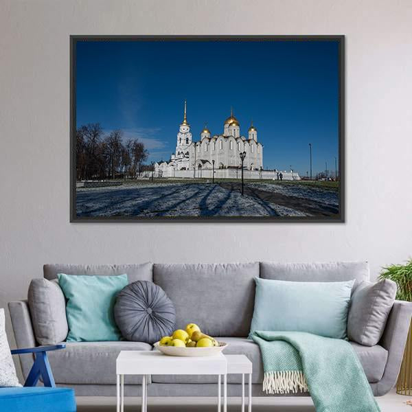 Cathedral In Vladimir Canvas Wall Art-1 Piece-Floating Frame-24" x 16"-Tiaracle