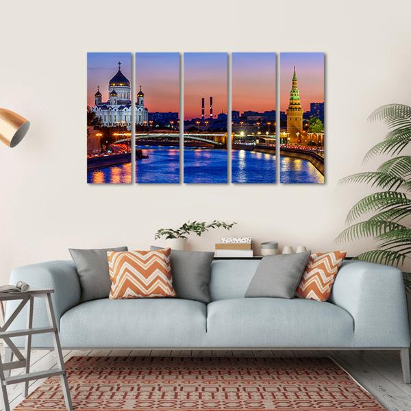 Cathedral Near Moscow River Canvas Wall Art-5 Horizontal-Gallery Wrap-22" x 12"-Tiaracle