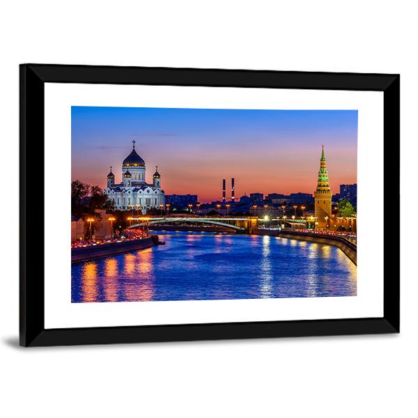 Cathedral Near Moscow River Canvas Wall Art-3 Horizontal-Gallery Wrap-25" x 16"-Tiaracle