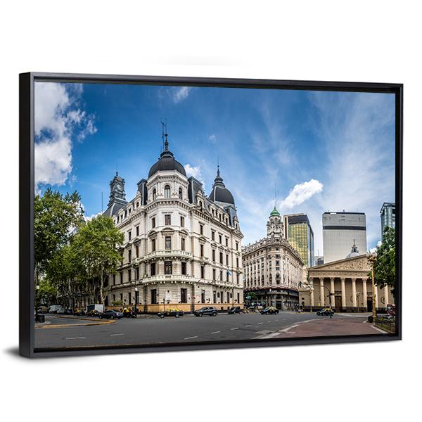 Cathedral Near Plaza De Mayo Canvas Wall Art-3 Horizontal-Gallery Wrap-25" x 16"-Tiaracle