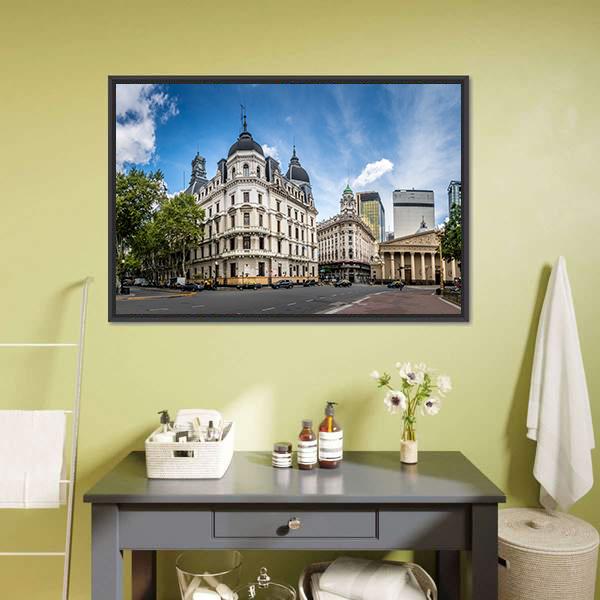 Cathedral Near Plaza De Mayo Canvas Wall Art-3 Horizontal-Gallery Wrap-25" x 16"-Tiaracle