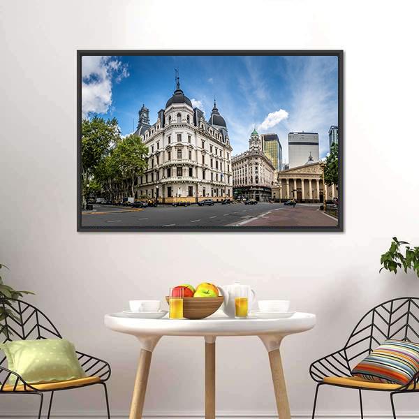 Cathedral Near Plaza De Mayo Canvas Wall Art-3 Horizontal-Gallery Wrap-25" x 16"-Tiaracle