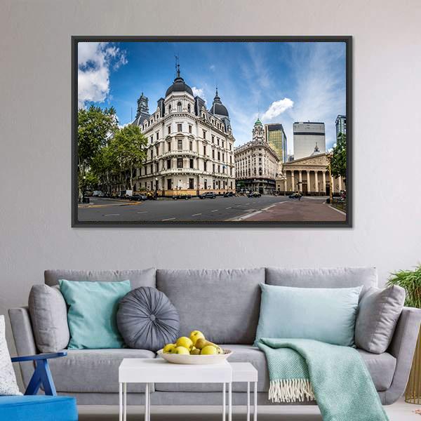 Cathedral Near Plaza De Mayo Canvas Wall Art-1 Piece-Floating Frame-24" x 16"-Tiaracle