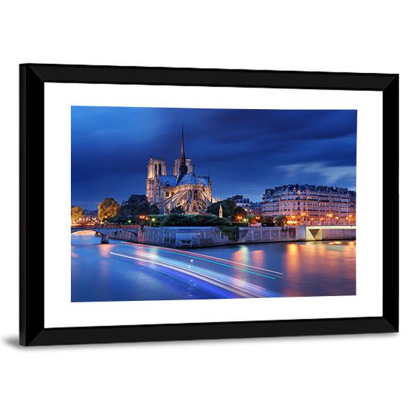 Cathedral Notre Dame De Paris Canvas Wall Art-3 Horizontal-Gallery Wrap-25" x 16"-Tiaracle