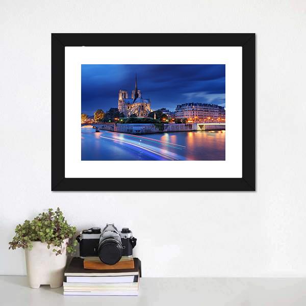 Cathedral Notre Dame De Paris Canvas Wall Art-1 Piece-Framed Print-20" x 16"-Tiaracle