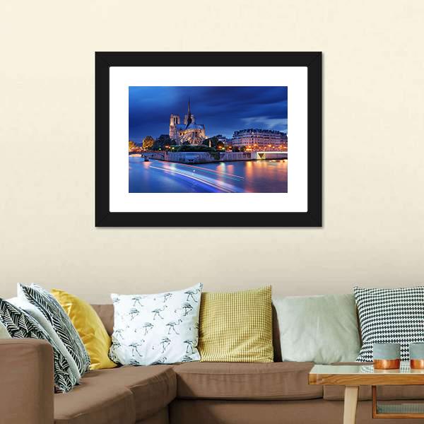 Cathedral Notre Dame De Paris Canvas Wall Art-3 Horizontal-Gallery Wrap-25" x 16"-Tiaracle