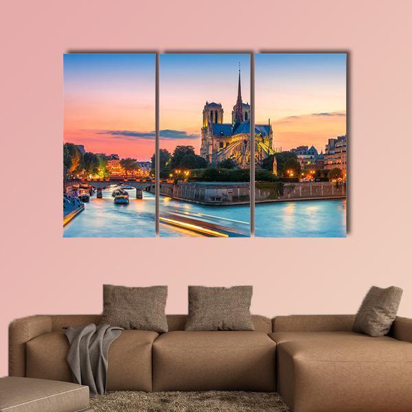 Notre Dame De Paris Canvas Wall Art-3 Horizontal-Gallery Wrap-37" x 24"-Tiaracle