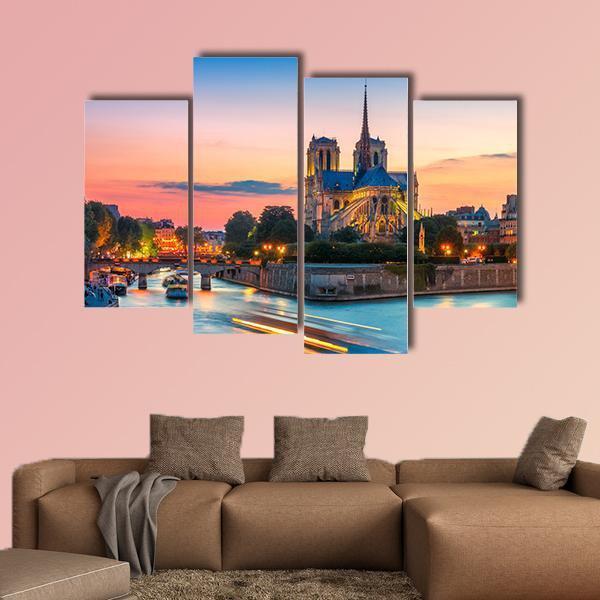 Notre Dame De Paris Canvas Wall Art-4 Pop-Gallery Wrap-50" x 32"-Tiaracle