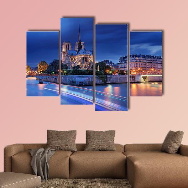 Cathedral Notre Dame De Paris Canvas Wall Art-4 Pop-Gallery Wrap-50" x 32"-Tiaracle